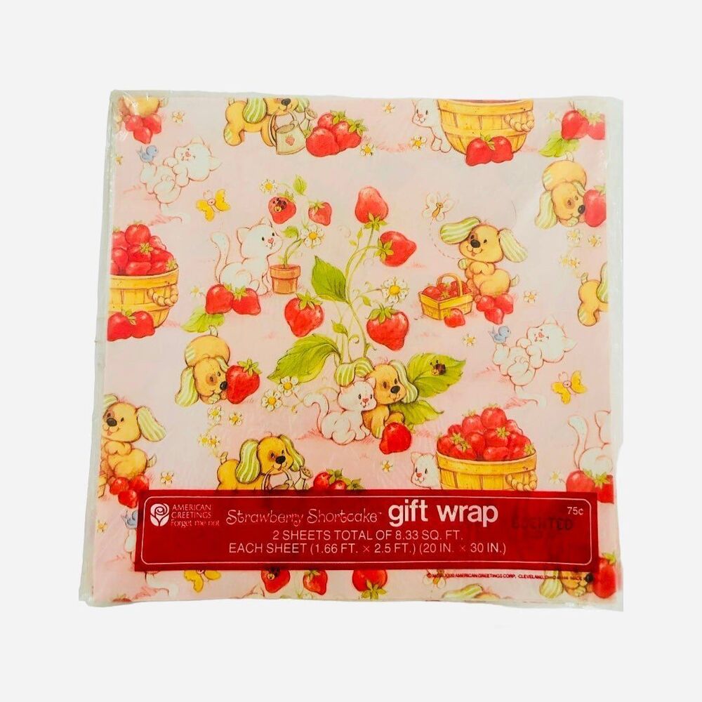 vintage strawberry shortcake Pink rare-wrapping paper